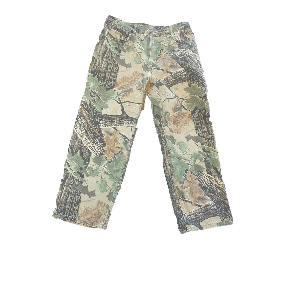 Cabelas Realtree Camo Pants Mens 32 Regular Straight Leg Cotton Canvas Hunting